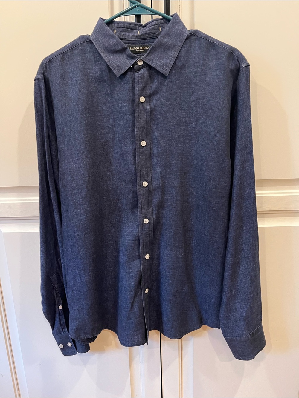 Banana Republic Dark Blue Linen Blend Button-Down Shirt